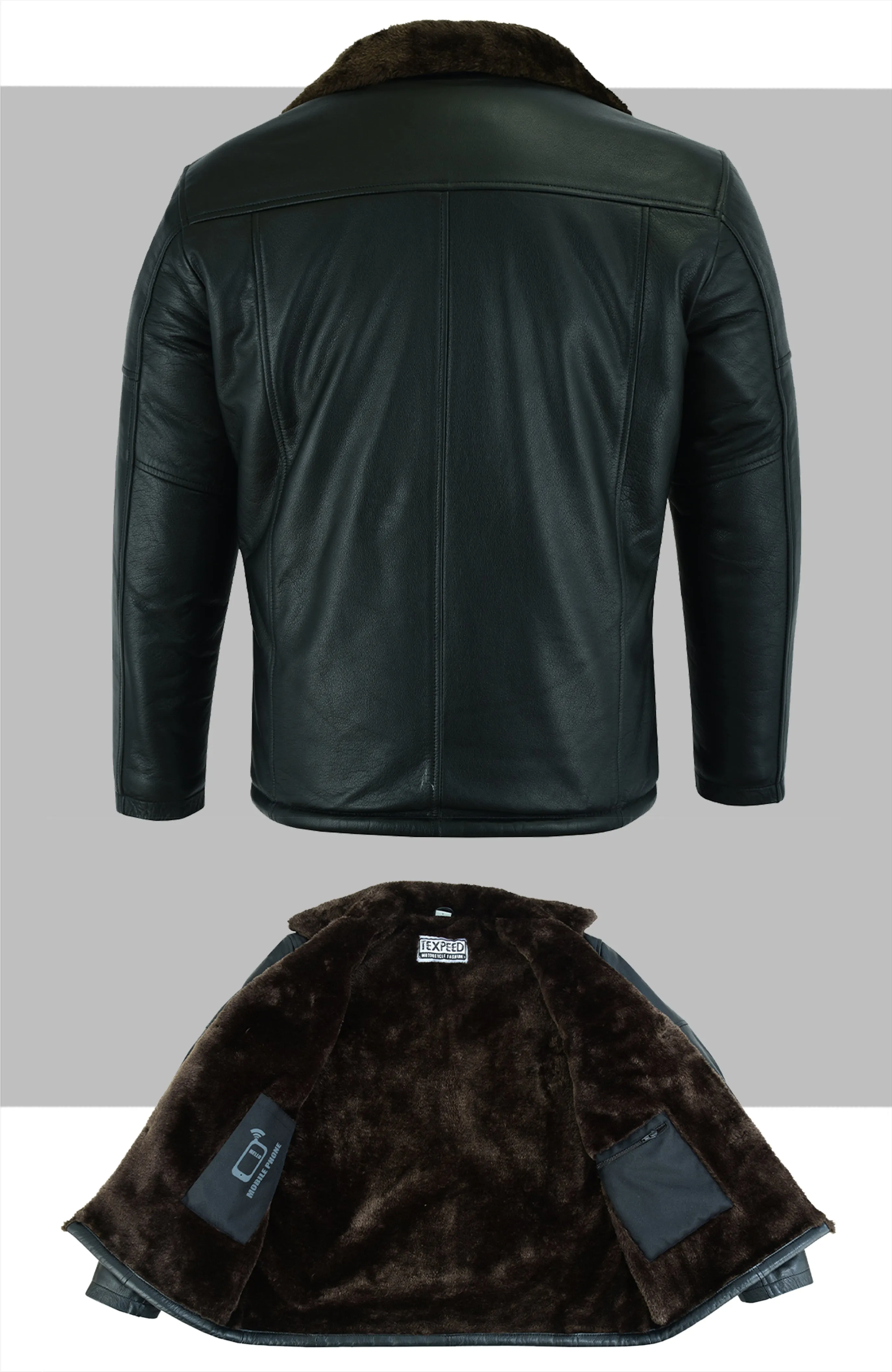 Aviator Pilot Casual Leather Brown Fur Jacket