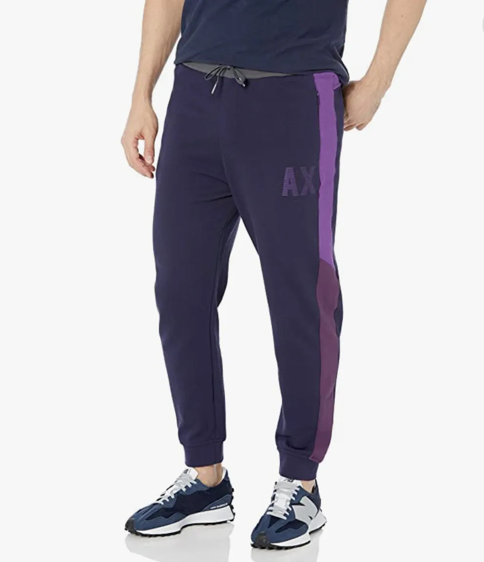 A|X ARMANI EXCHANGE Men's Drawstring French Terry  Iridescent Logo Joggers