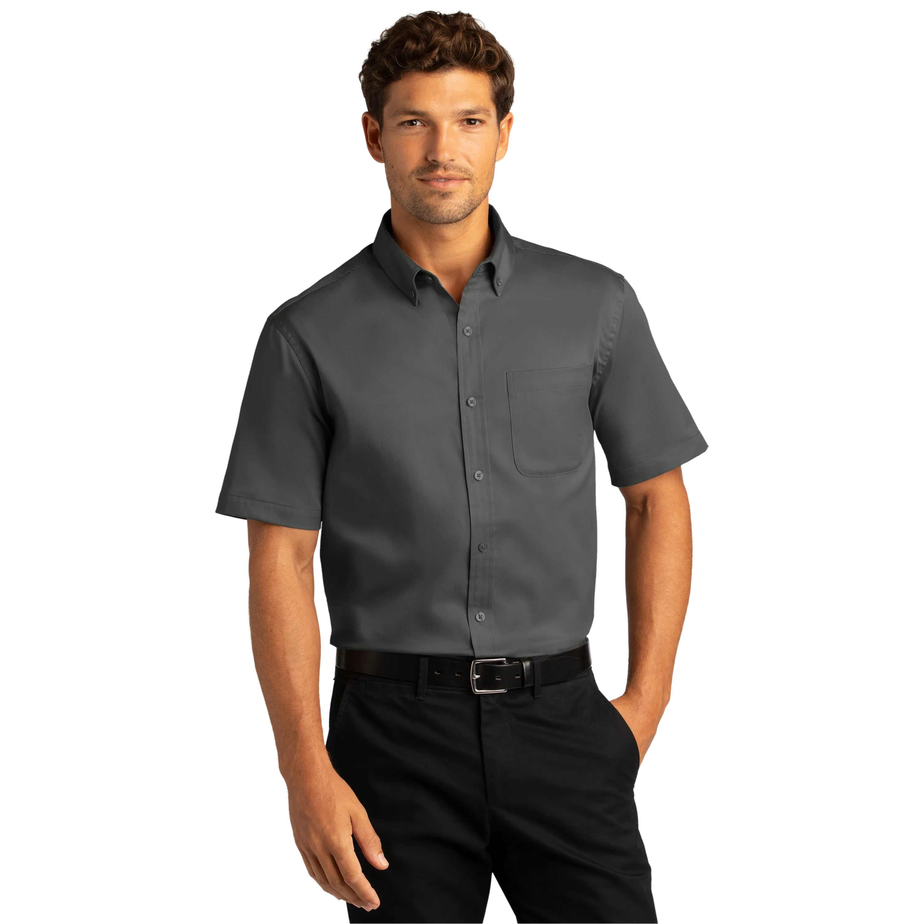 B2118M Mens Short Sleeve SuperPro React Twill Shirt