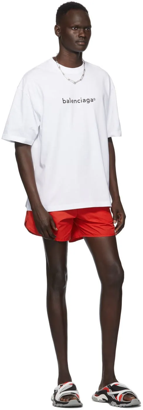 Balenciaga Red Nylon Running Shorts