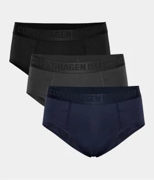 Bamboo briefs - 3 pack black - navy - grey