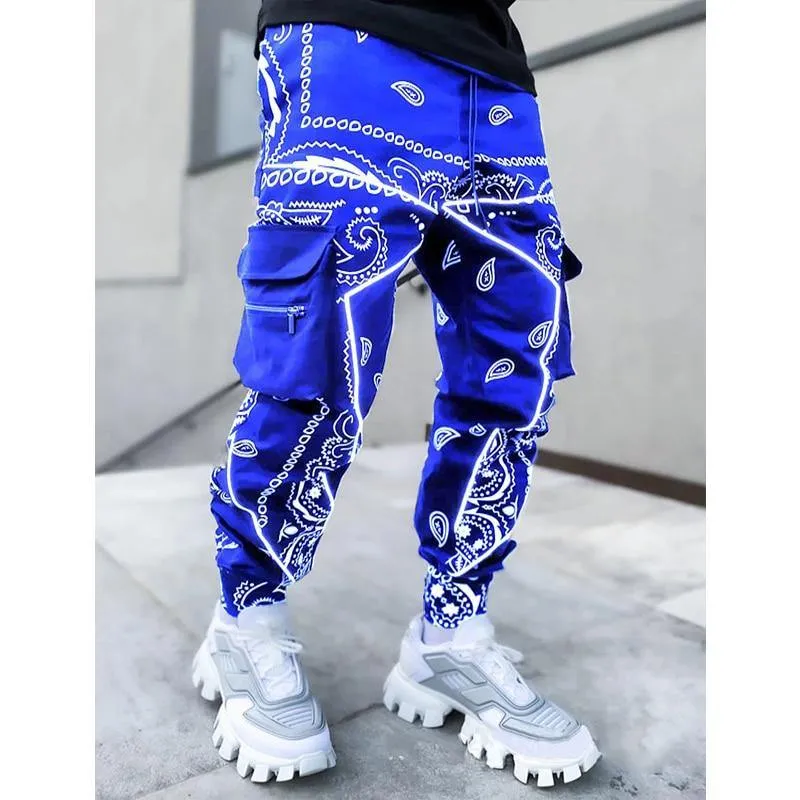 Bandana Printed Men's Streetwear Cargo Sweatpants