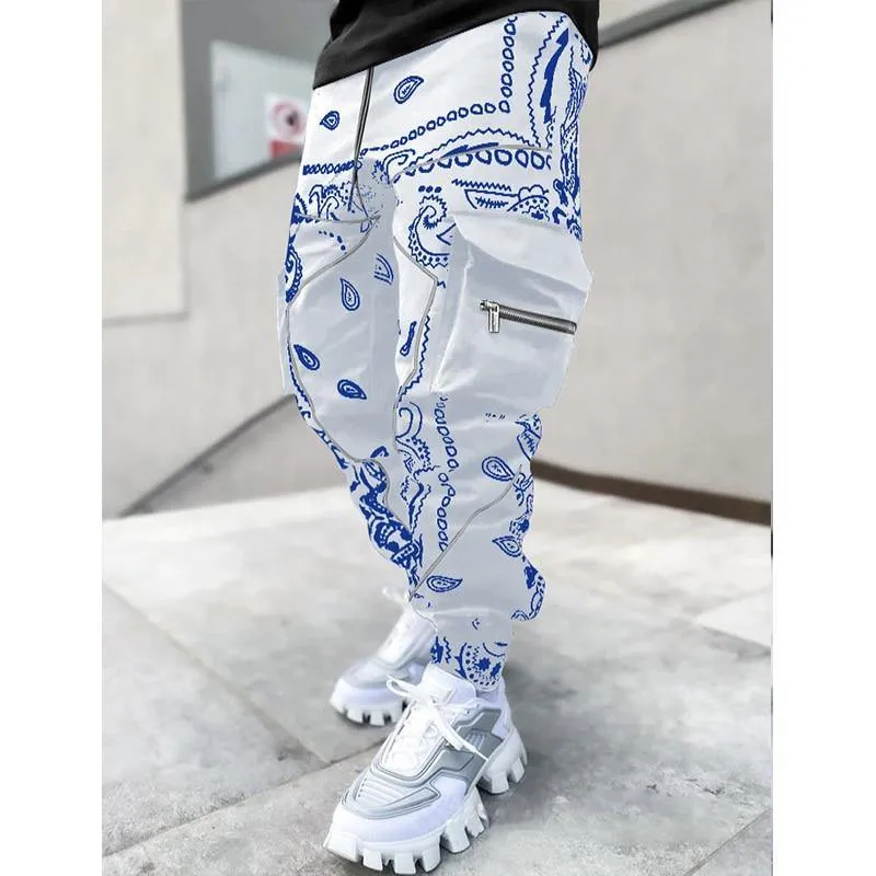 Bandana Printed Men's Streetwear Cargo Sweatpants