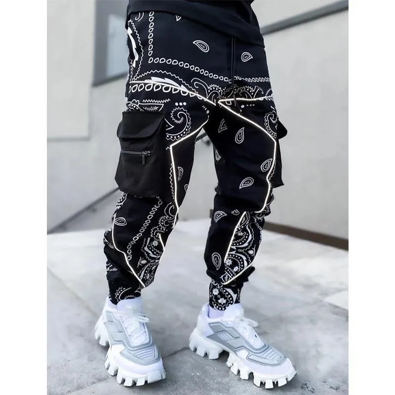 Bandana Printed Men's Streetwear Cargo Sweatpants