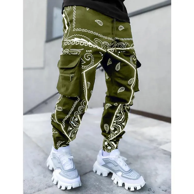 Bandana Printed Men's Streetwear Cargo Sweatpants