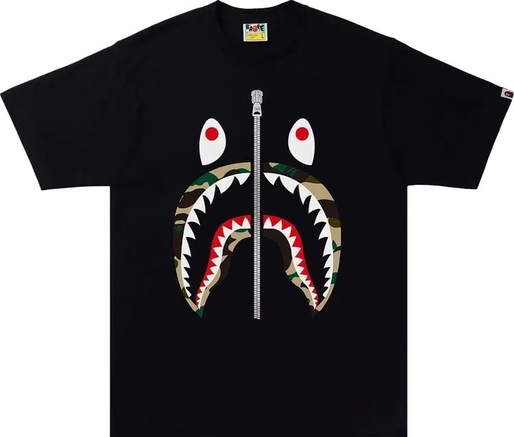 BAPE 1st Camo Shark Tee 'Black/Yellow', black