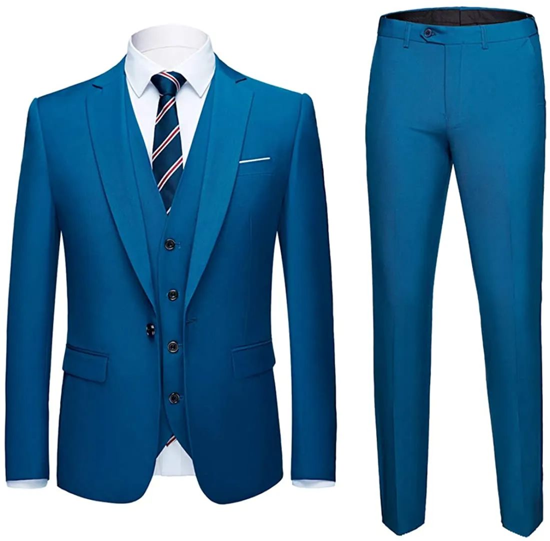 Barcello 3pc Men's White Blazer Tie Pants Suit Set