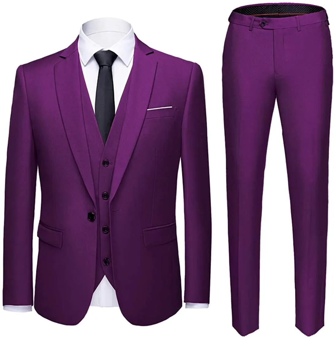 Barcello 3pc Men's White Blazer Tie Pants Suit Set
