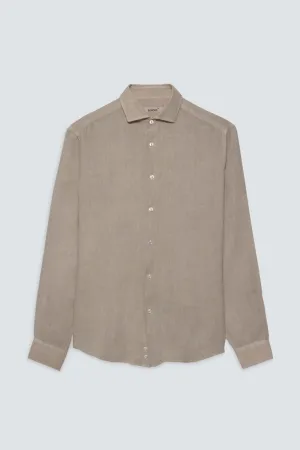 basic linen shirt dark beige