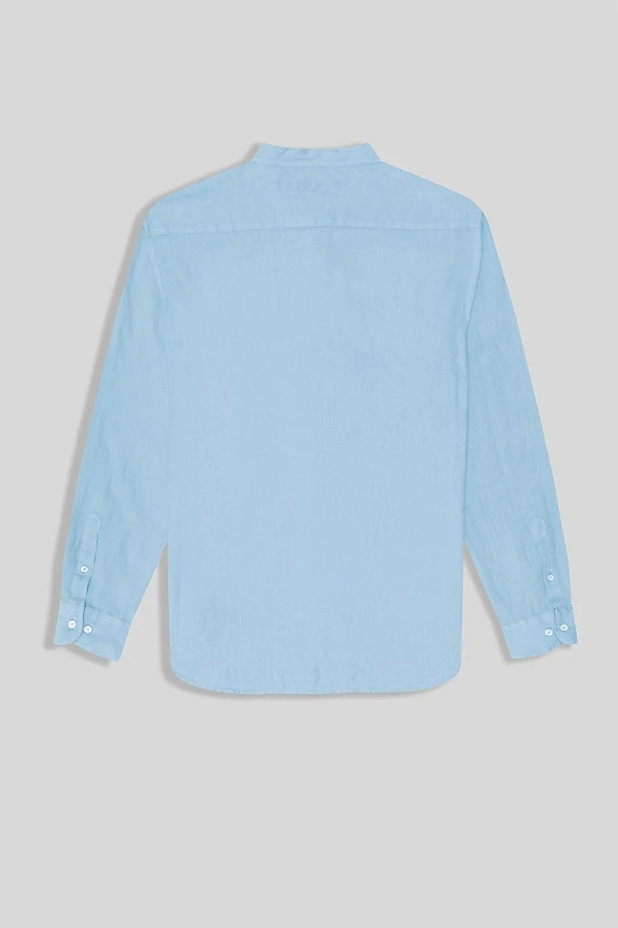 basic linen shirt mao collar sky blue