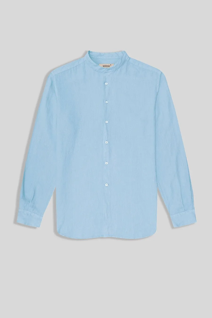 basic linen shirt mao collar sky blue