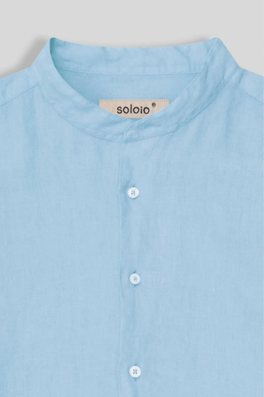 basic linen shirt mao collar sky blue