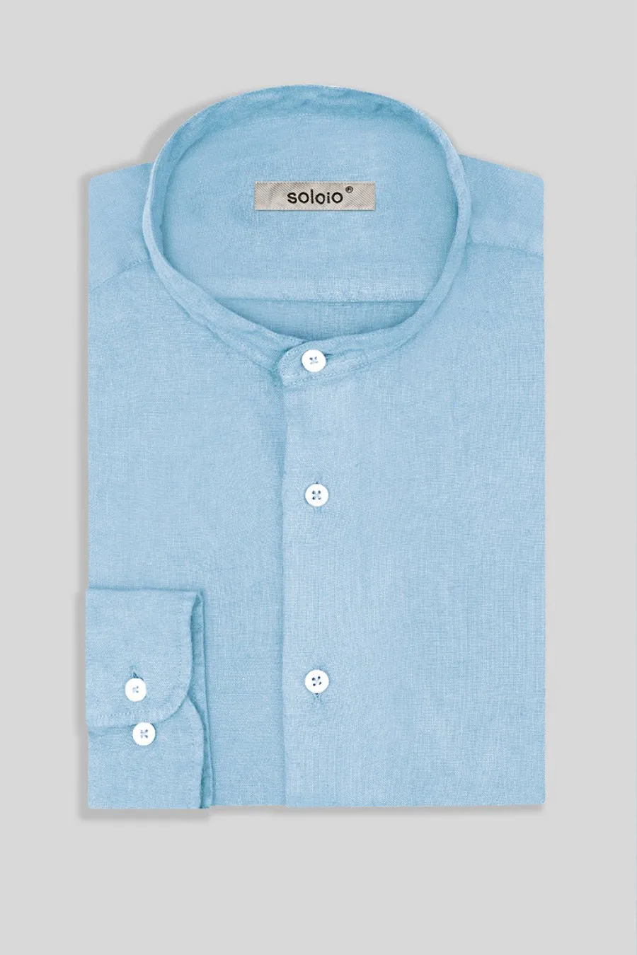 basic linen shirt mao collar sky blue