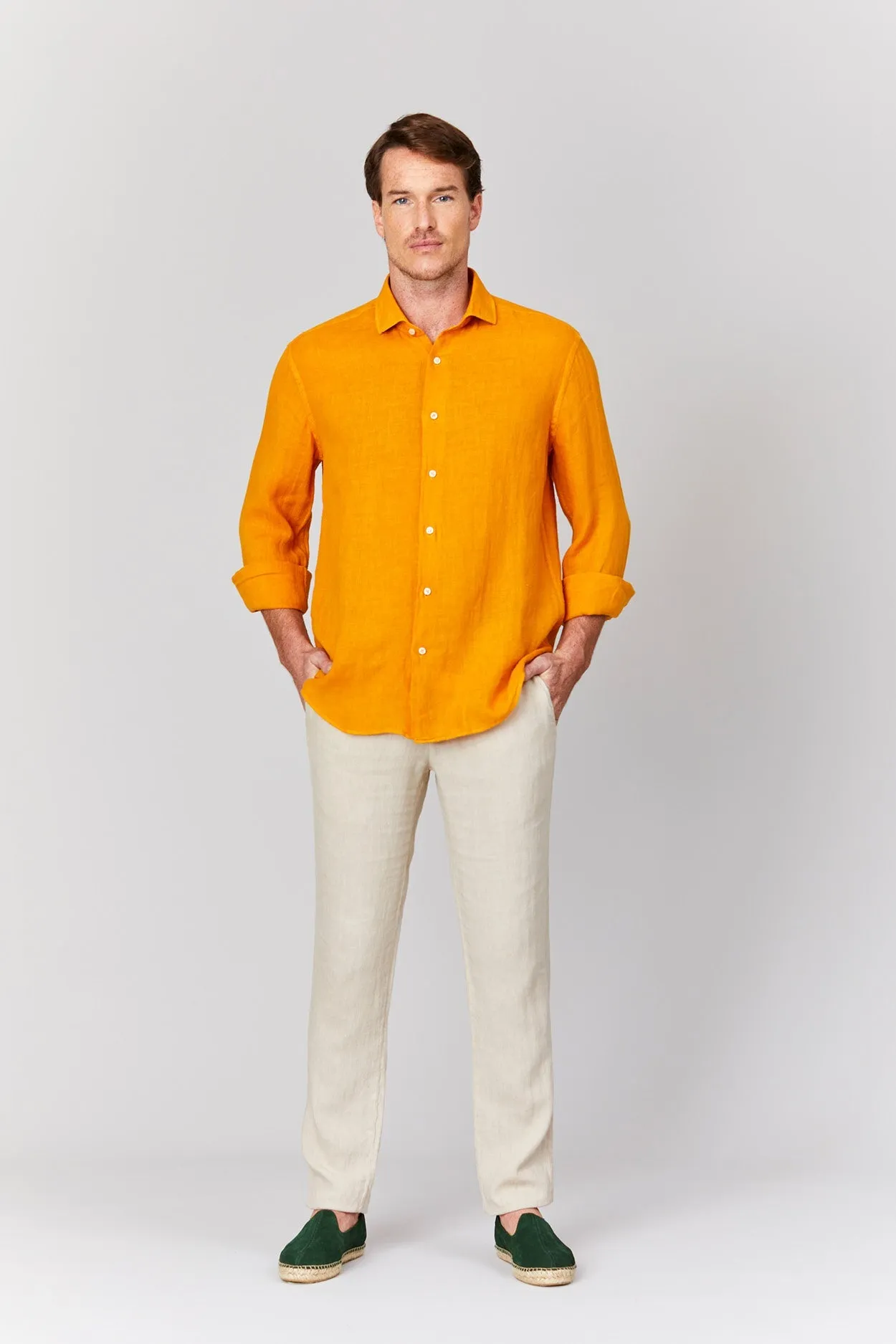 basic linen shirt ocher