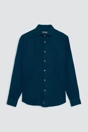 basic linen shirt petrol blue