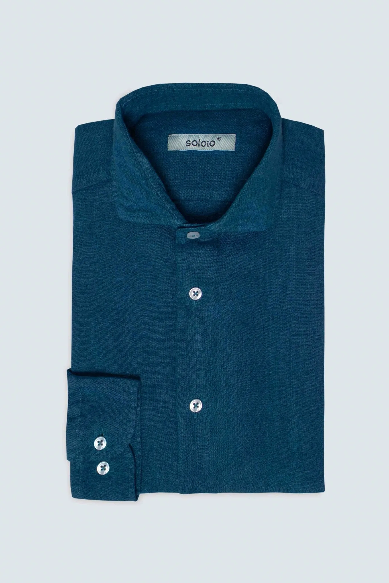 basic linen shirt petrol blue