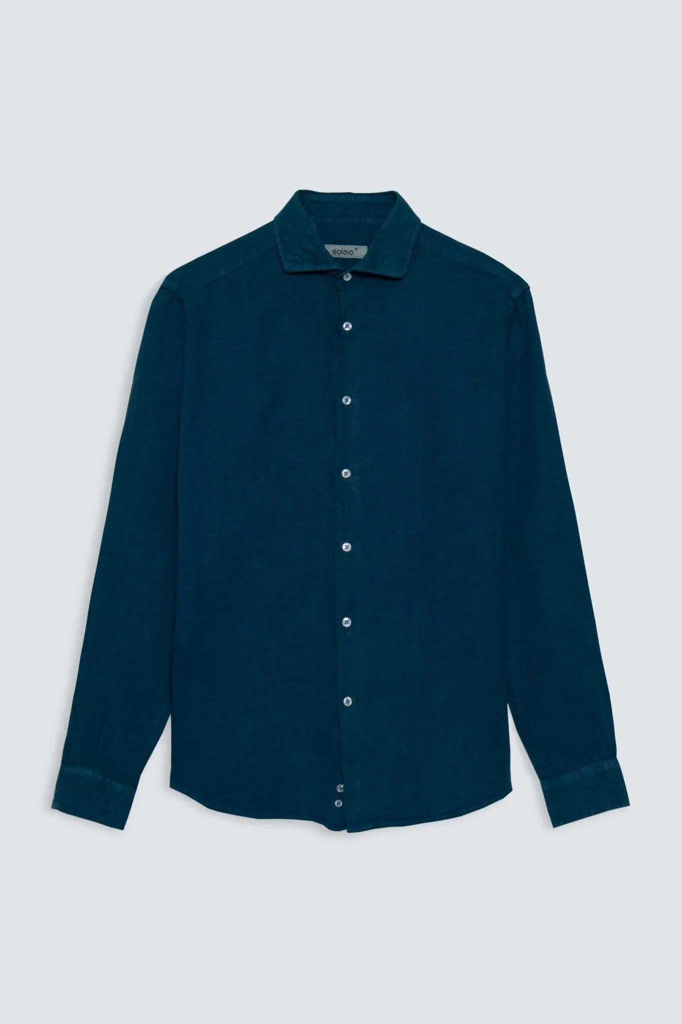 basic linen shirt petrol blue