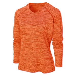 BAW Women's Orange Vintage Heather Dry-Tek Long Sleeve Shirt
