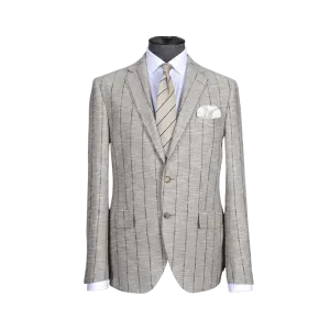BEIGE AND BLACK CHALK PINSTRIPE