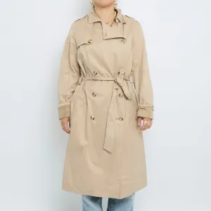 Beige Belted Long Trench Coat - UK 10