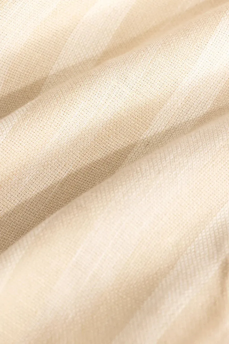 Beige Stripes Linen Blend Shirt