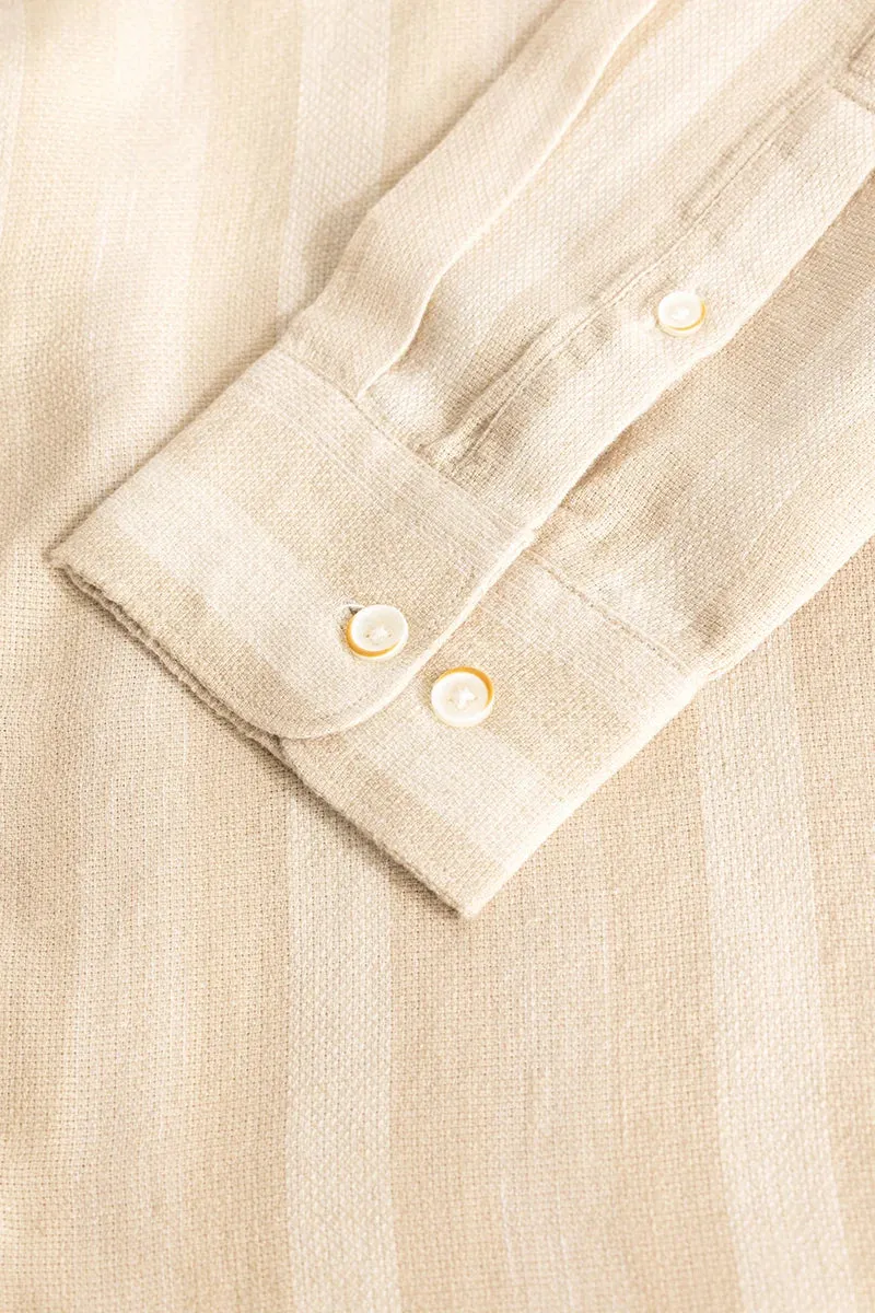 Beige Stripes Linen Blend Shirt