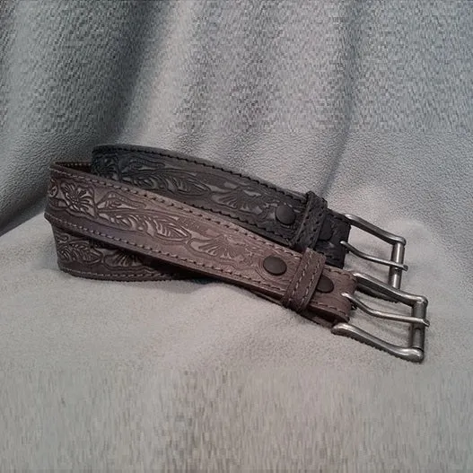 BH Men's Western Embossed Leather Western Belt #2880