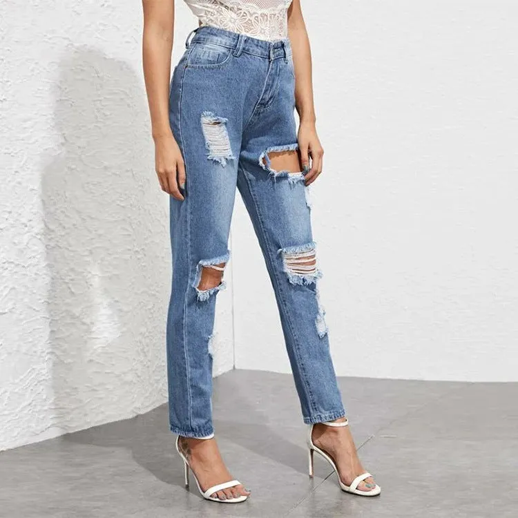 BIG RIPPED HIGH WAIST JEANS S4531372