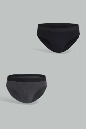 Black And Charcoal Brief For Men (Pack of 2)