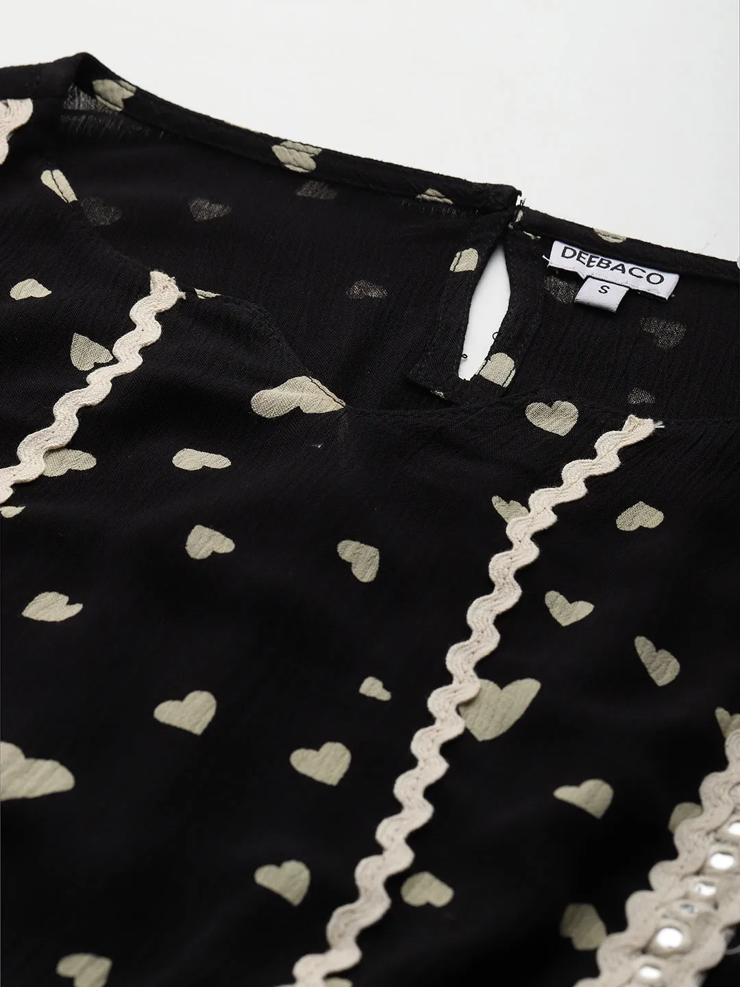 Black Heart Printed Peplum Top With Harem Pant Women Indo Western Co-Ord Sets