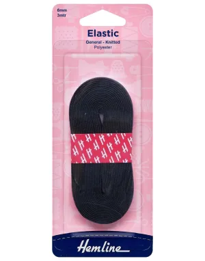 Black Knitted Elastic, 6mm x 3m