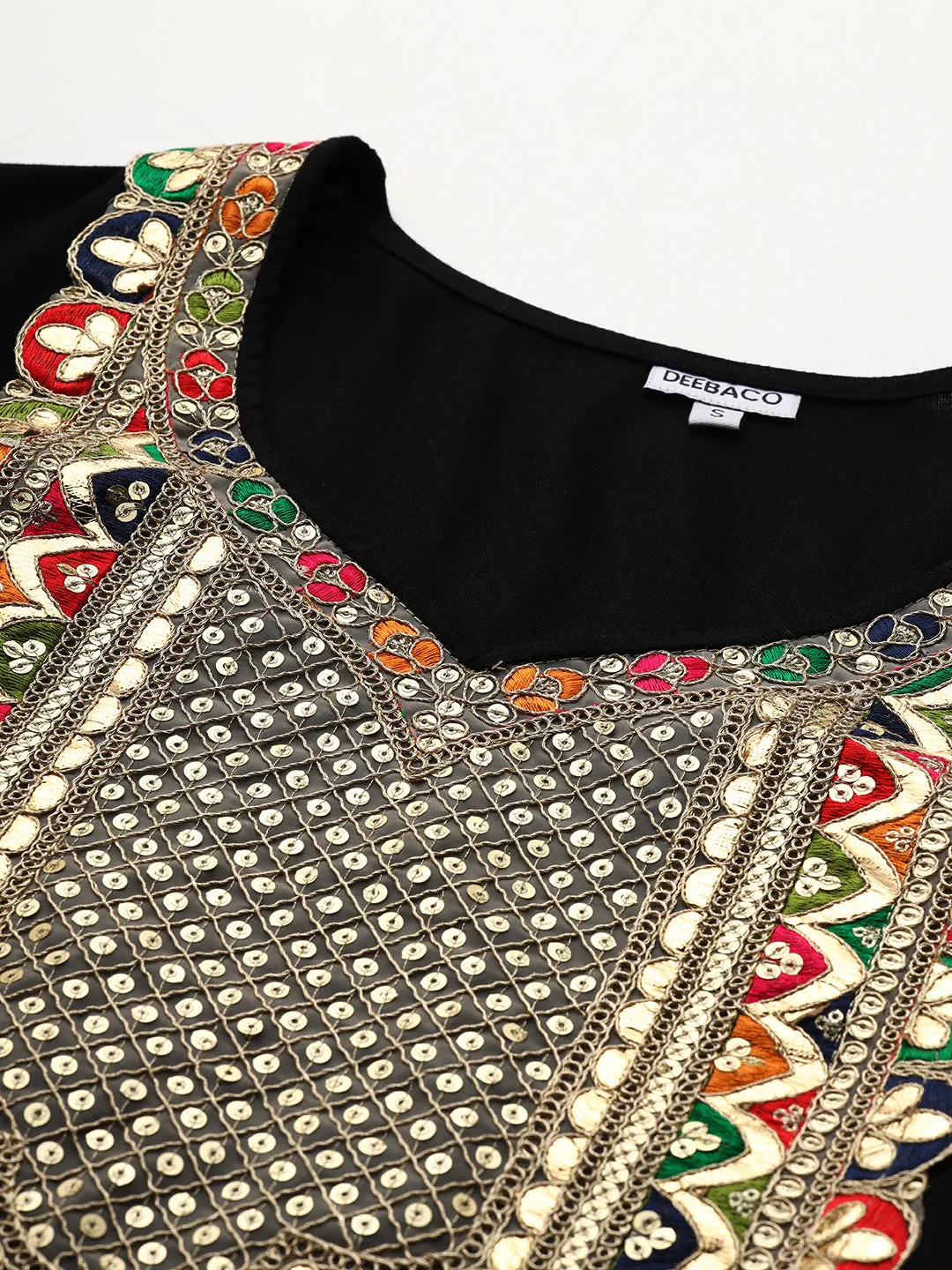 Black Kurti With Printed Sharara Women Indo Western Women Co-Ord Sets