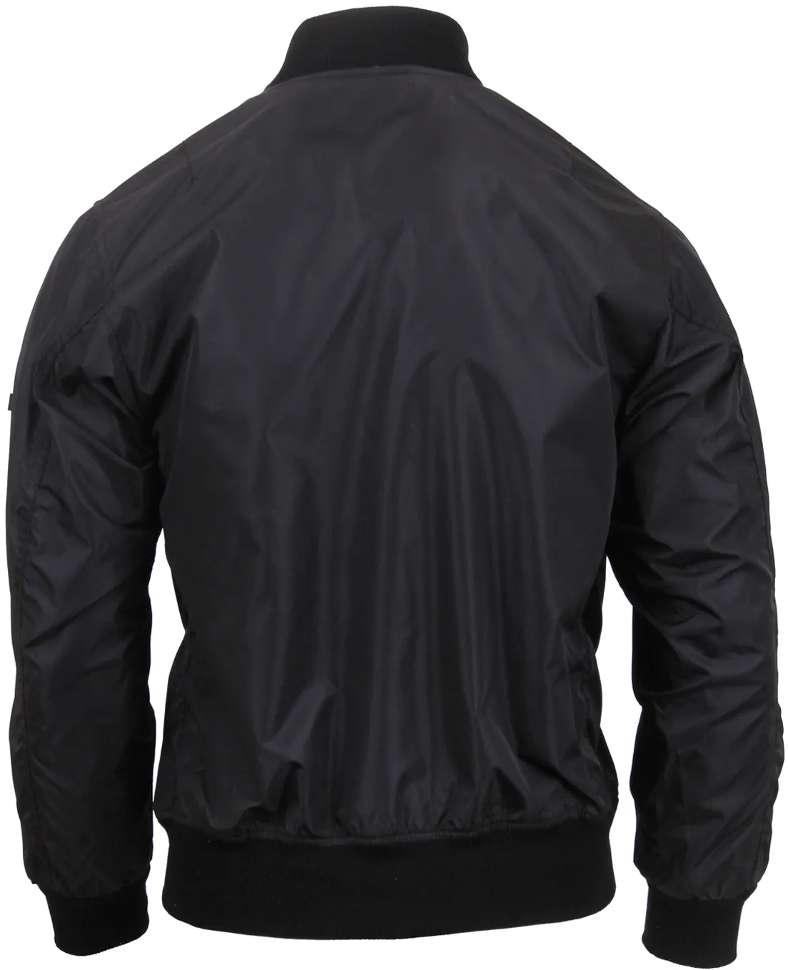 Black - Lightweight Air Force MA-1 Bomber Flight Jacket - Enhanced Nylon - Men's