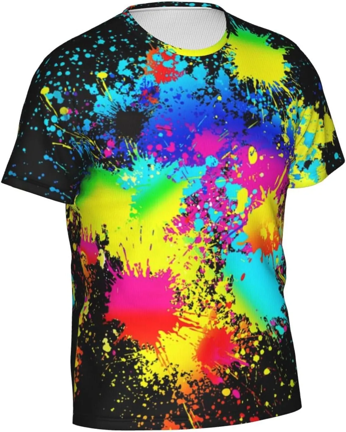 Black Rainbow Paint T-Shirts for Men Boys 3D Printed T-Shirts Short Sleeve Graphic Tees Shirt