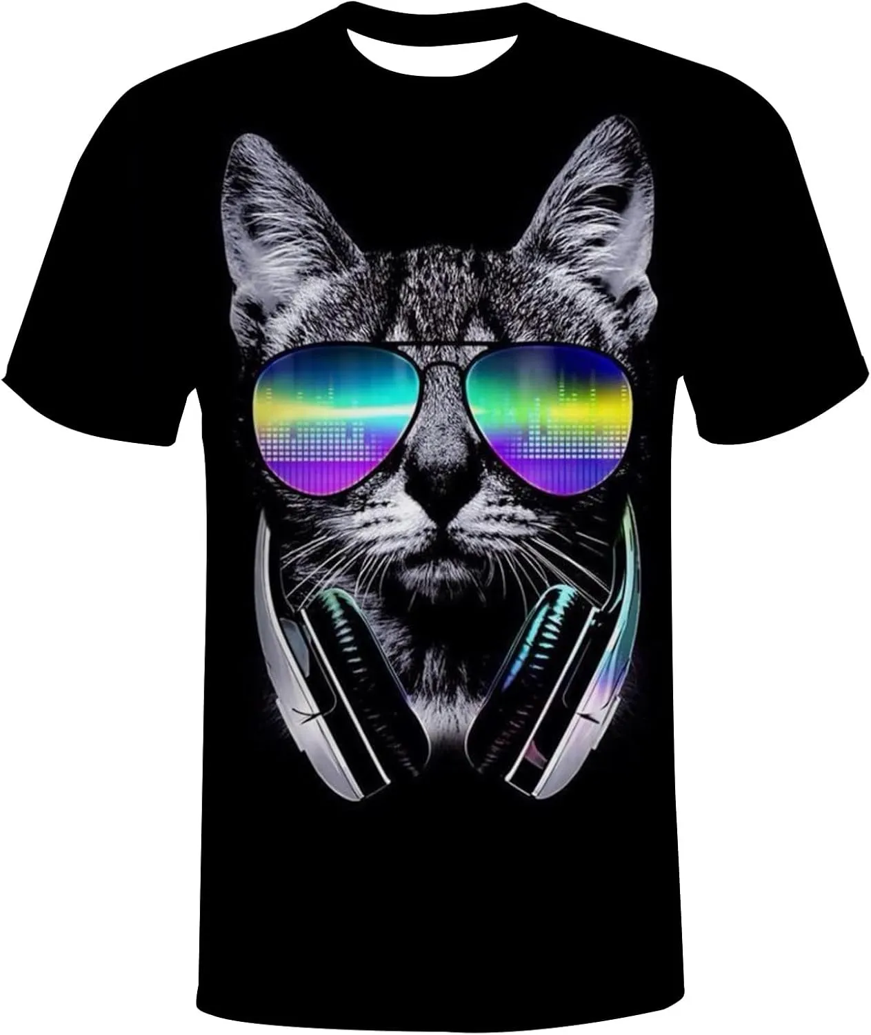 Black Rainbow Paint T-Shirts for Men Boys 3D Printed T-Shirts Short Sleeve Graphic Tees Shirt