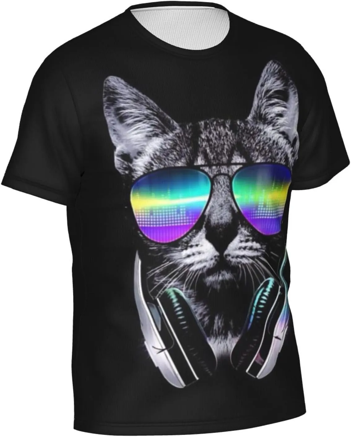 Black Rainbow Paint T-Shirts for Men Boys 3D Printed T-Shirts Short Sleeve Graphic Tees Shirt