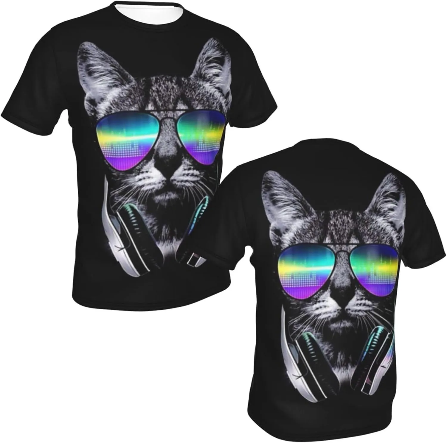 Black Rainbow Paint T-Shirts for Men Boys 3D Printed T-Shirts Short Sleeve Graphic Tees Shirt