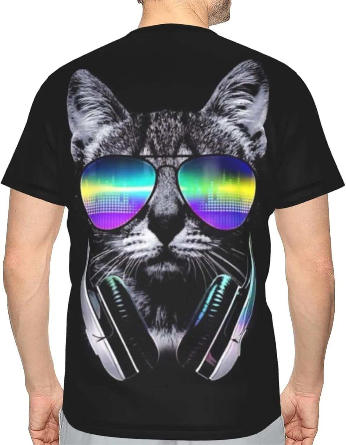 Black Rainbow Paint T-Shirts for Men Boys 3D Printed T-Shirts Short Sleeve Graphic Tees Shirt