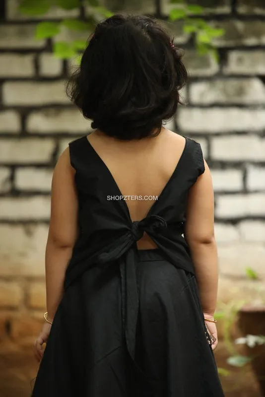Black Skirt And Top With Back Tie-Up Style