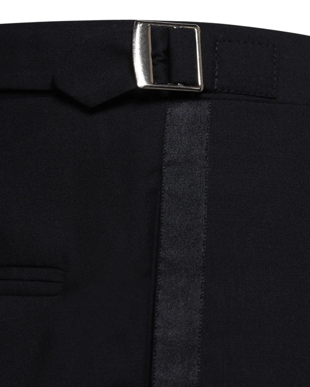 Black Wool Blend Taped Tuxedo Pant