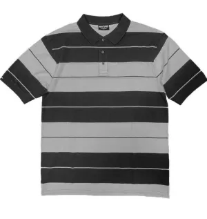 Black/Grey Old School Pique Polo Shirt