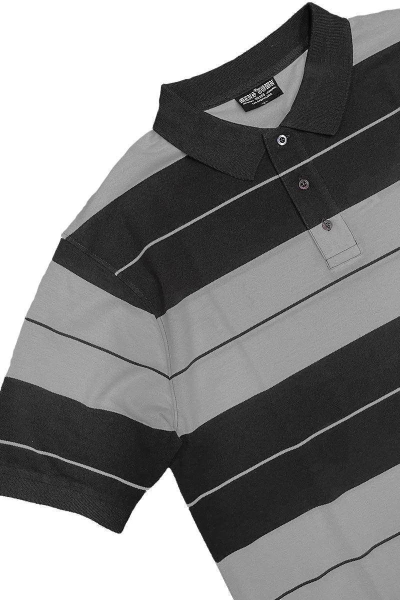 Black/Grey Old School Pique Polo Shirt