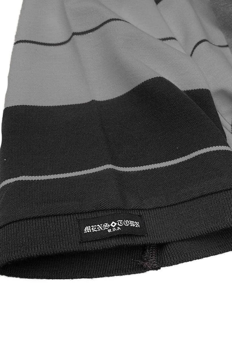Black/Grey Old School Pique Polo Shirt