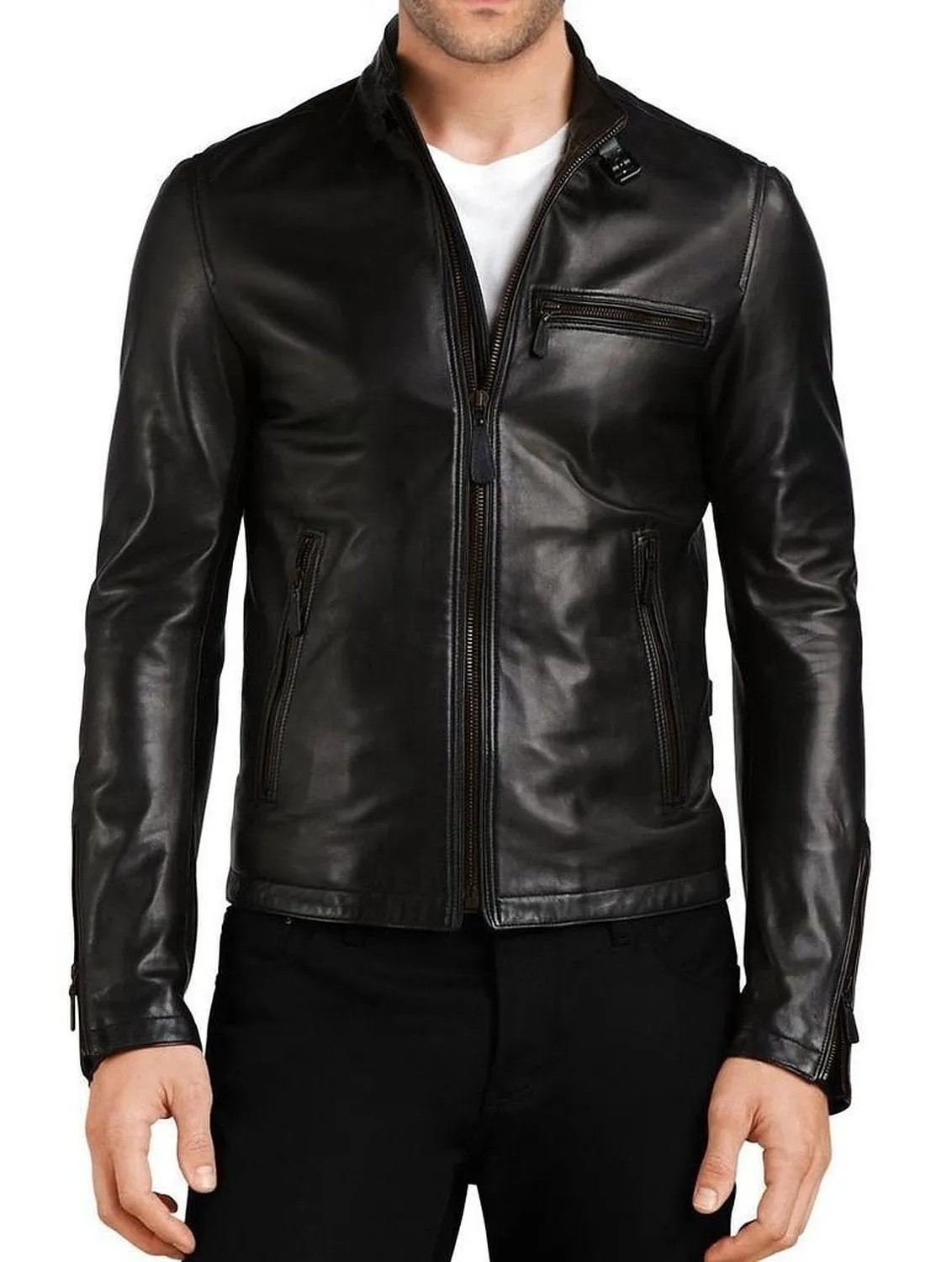 Blazara Maroon Biker Leather Jacket