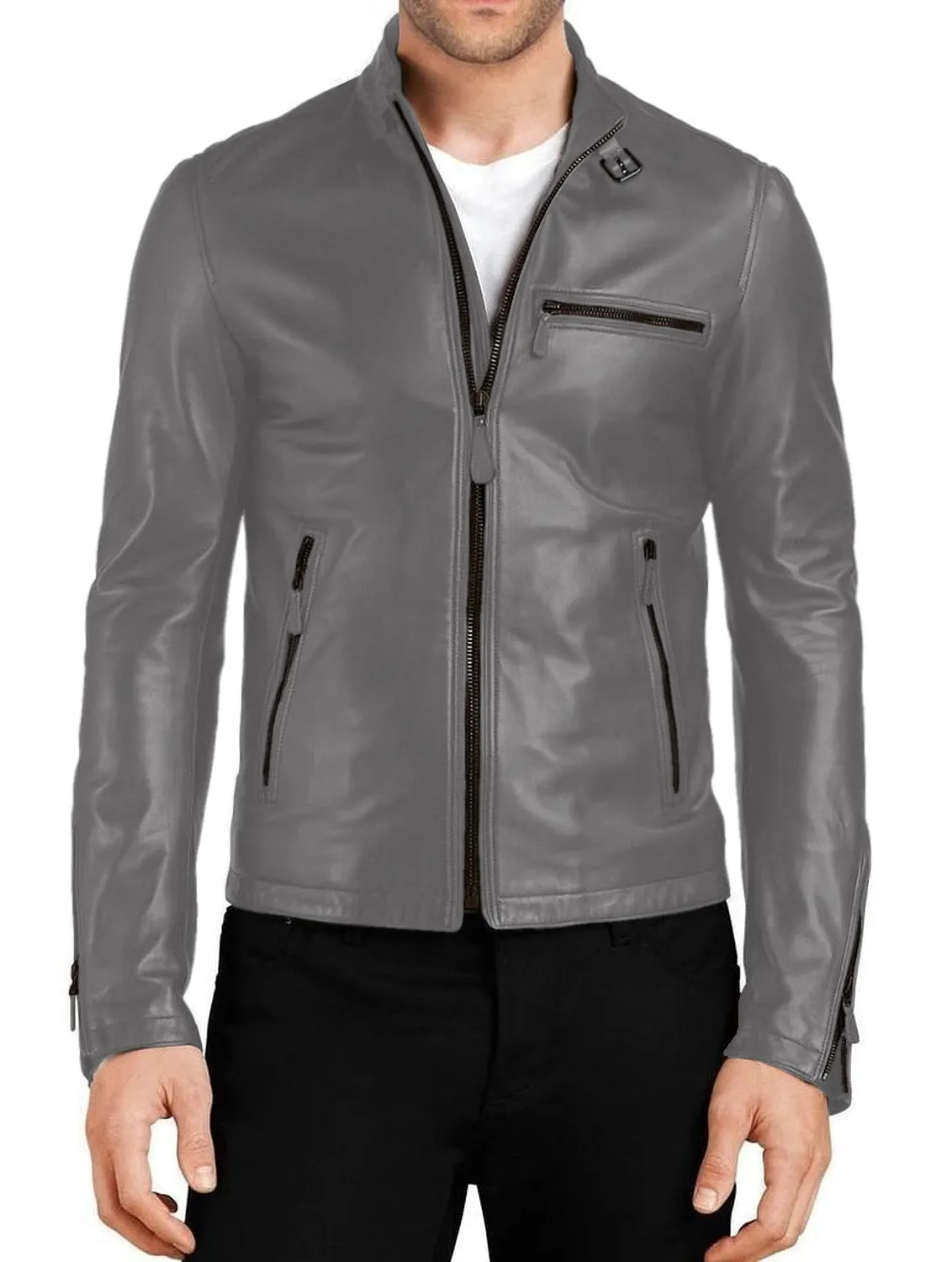 Blazara Maroon Biker Leather Jacket