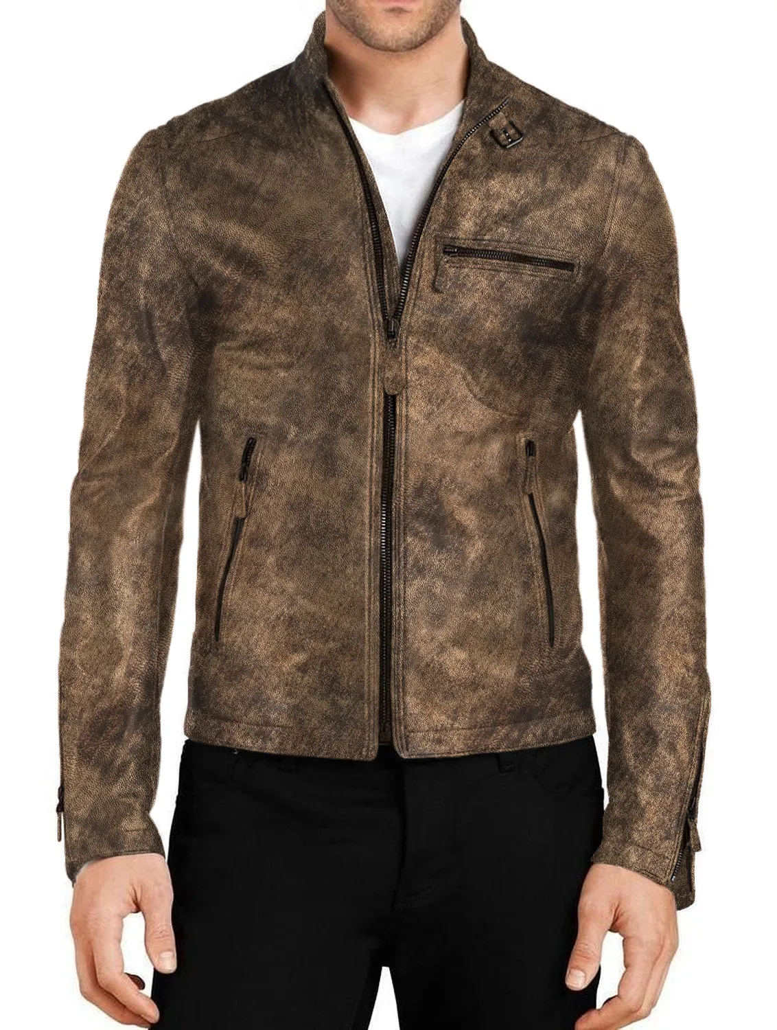 Blazara Maroon Biker Leather Jacket