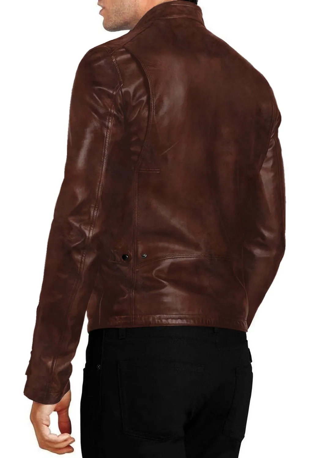Blazara Maroon Biker Leather Jacket