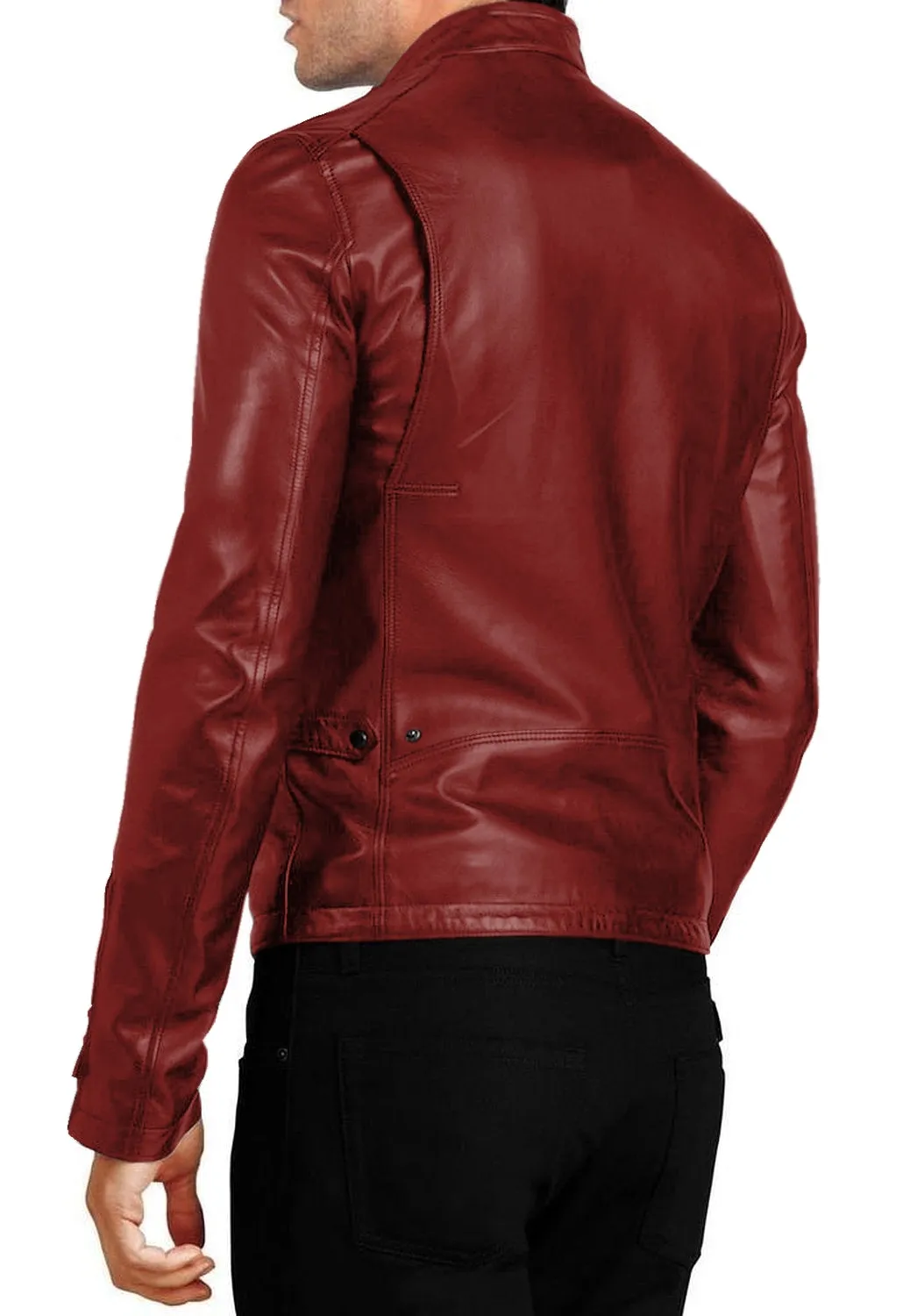 Blazara Maroon Biker Leather Jacket