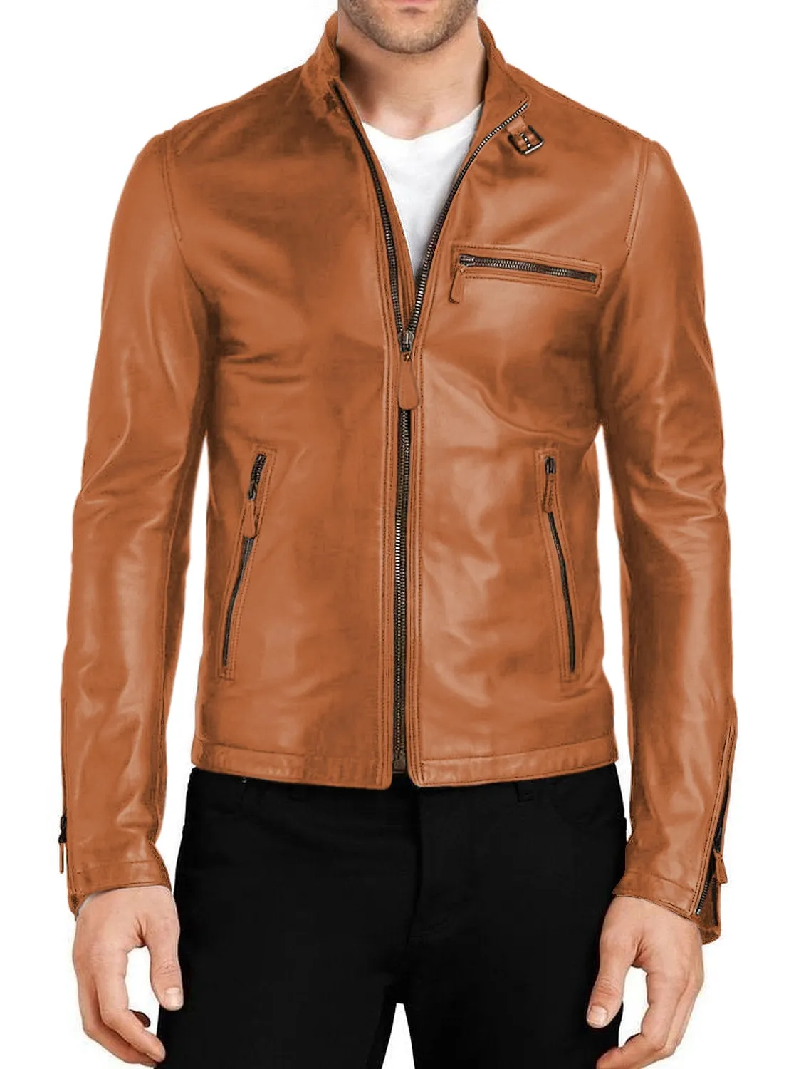 Blazara Maroon Biker Leather Jacket