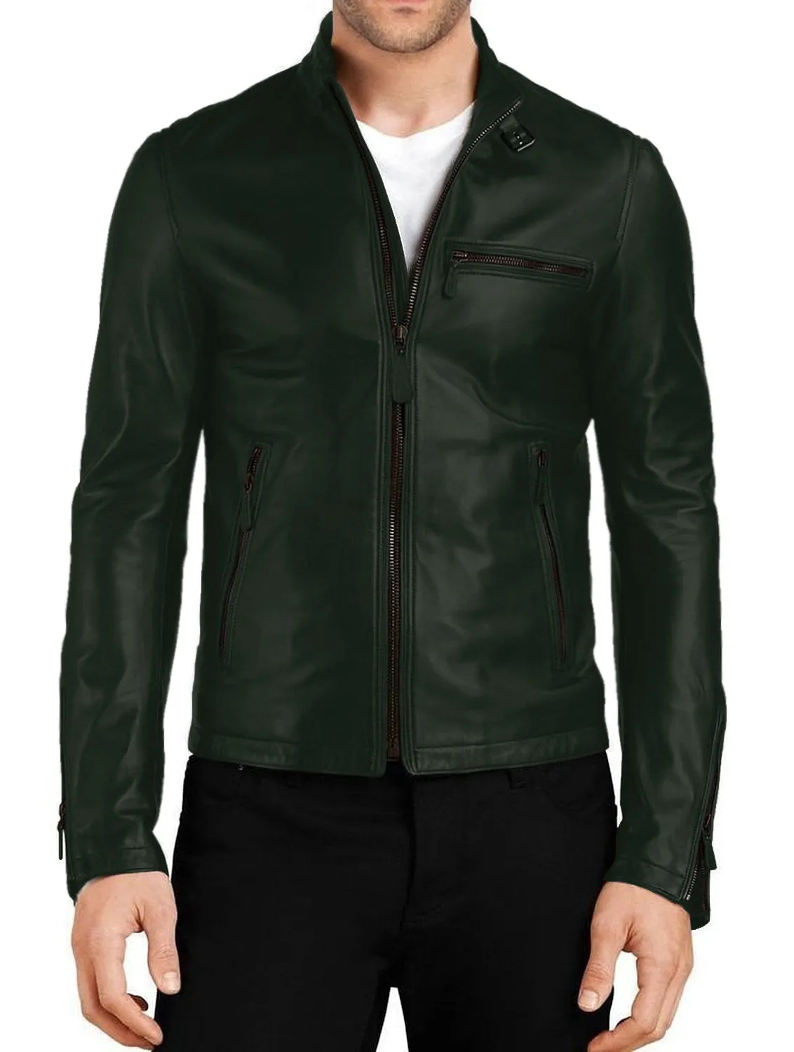 Blazara Maroon Biker Leather Jacket